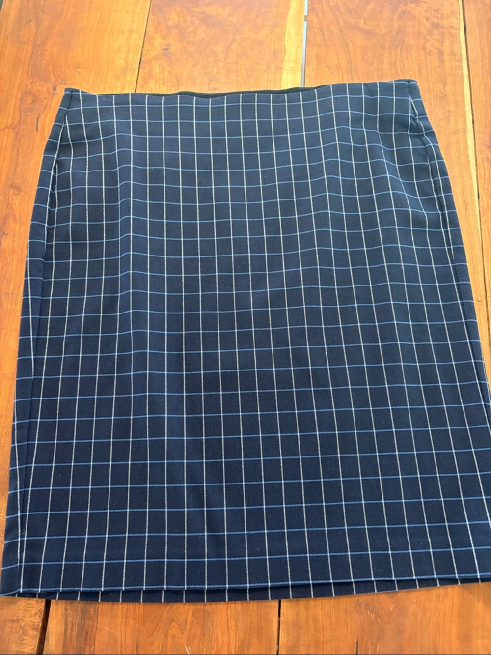 Elle Pull On Navy Windowpane Pencil Skirt Size Large Career Capsule Effortless